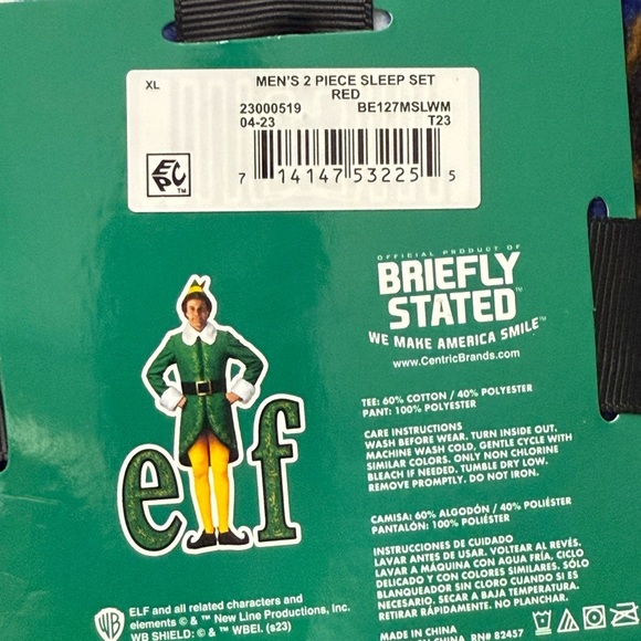 Elf Men's Red and Blue Sleep Set size XL new - Picture 3 of 3